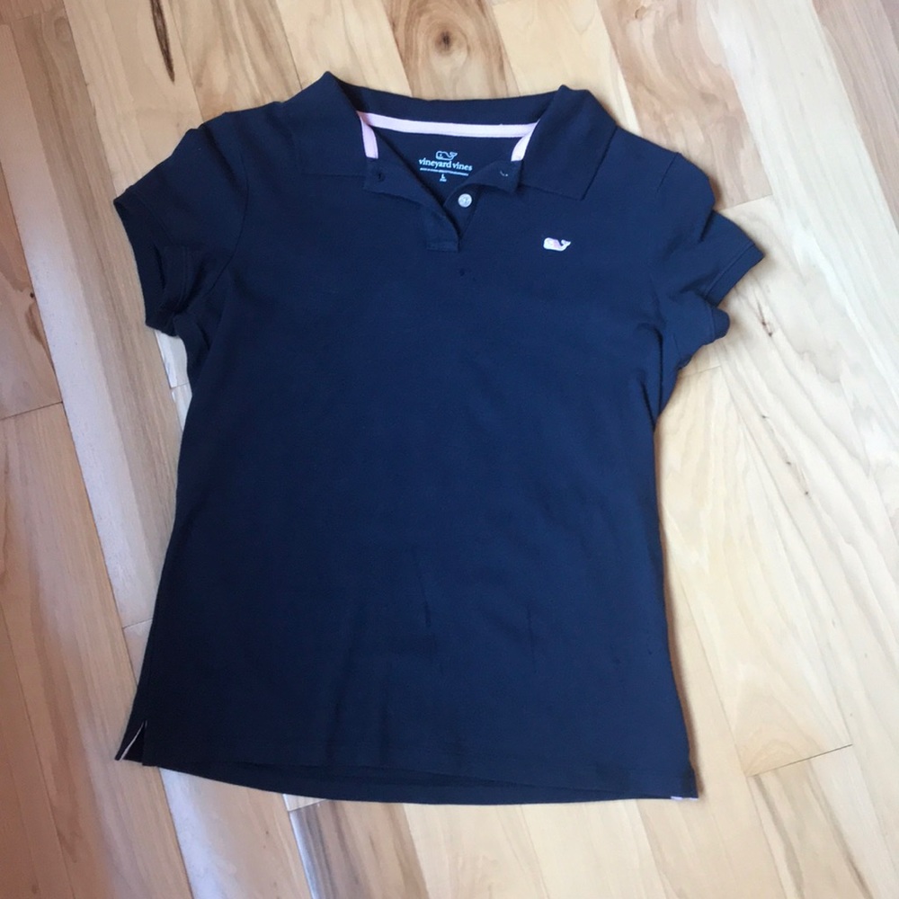 Girls Vinyard Vines Navy Polo Shirt